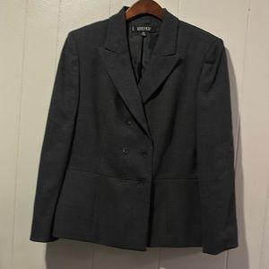 Kasper Women’s Petite Grey Double Breasted Blazer Suit Jacket 14P